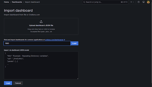 Import JSON Grafana
